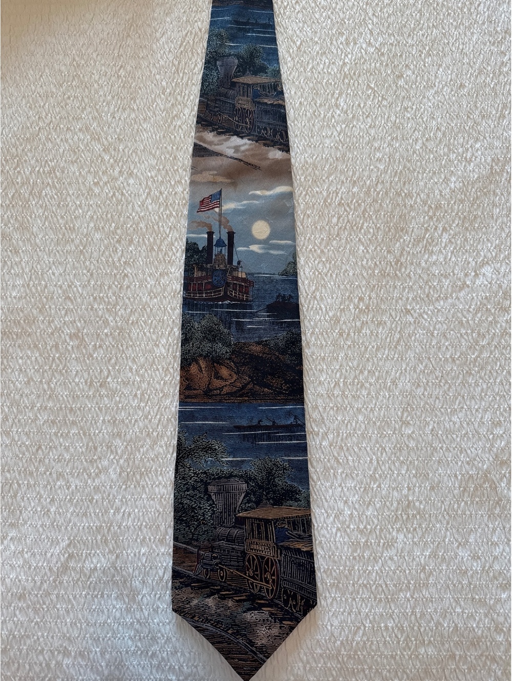 Van Heusen Americana Series Ohio River Circa 1834 Silk Tie
